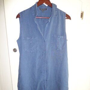 Velvet Heart Sleeveless Button Down Dress M Navy Pockets Super Soft